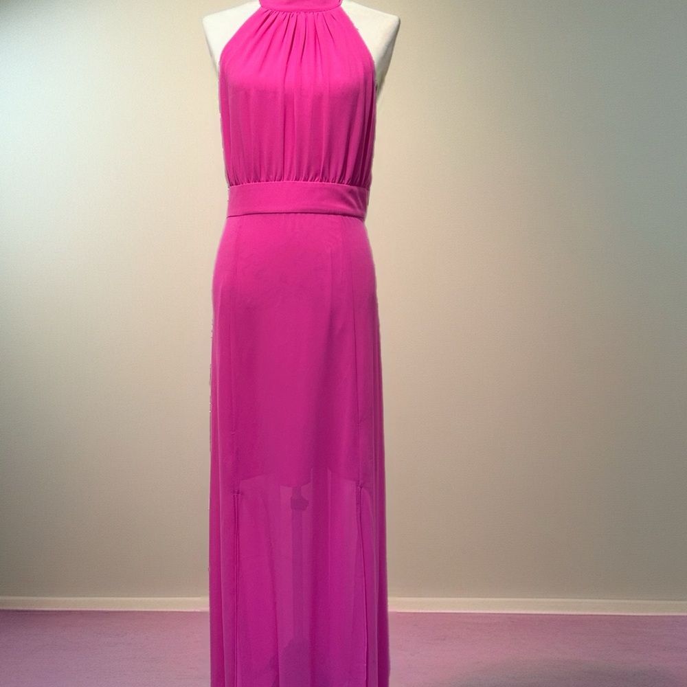 Elizah J Pink Chiffon Formal Maxi Dress NWT Sz 12